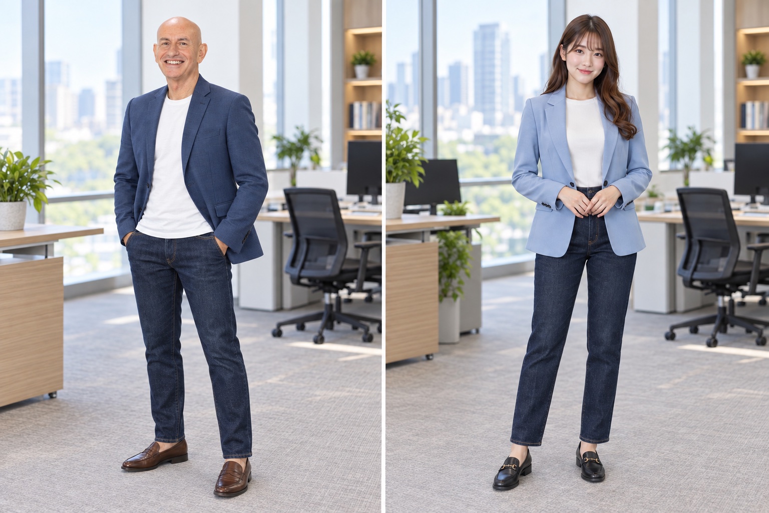 Blue blazer + neat jeans