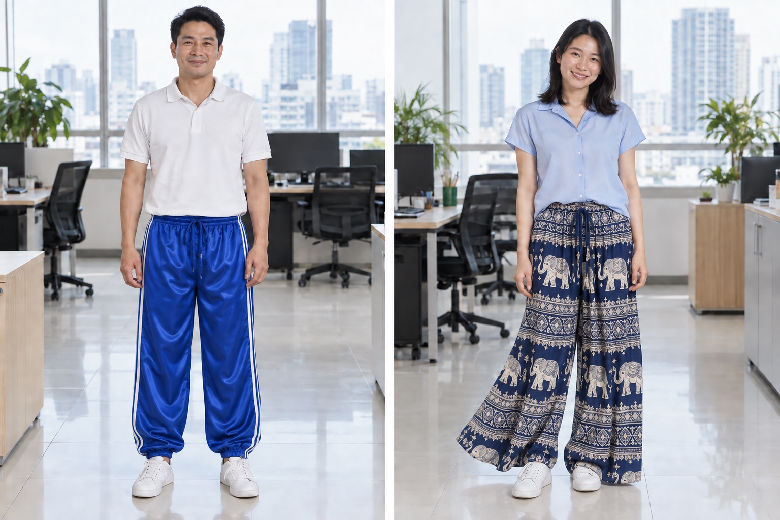 Thin elephant-print pants