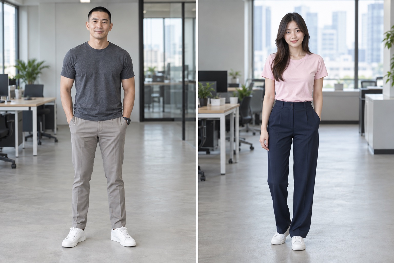 Structured tee + long trousers