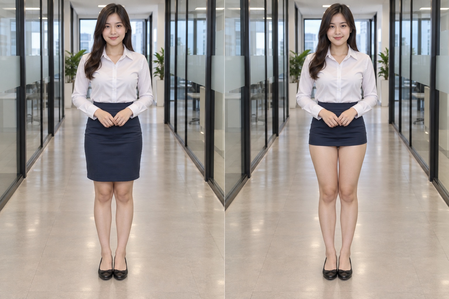 A neat above-knee skirt